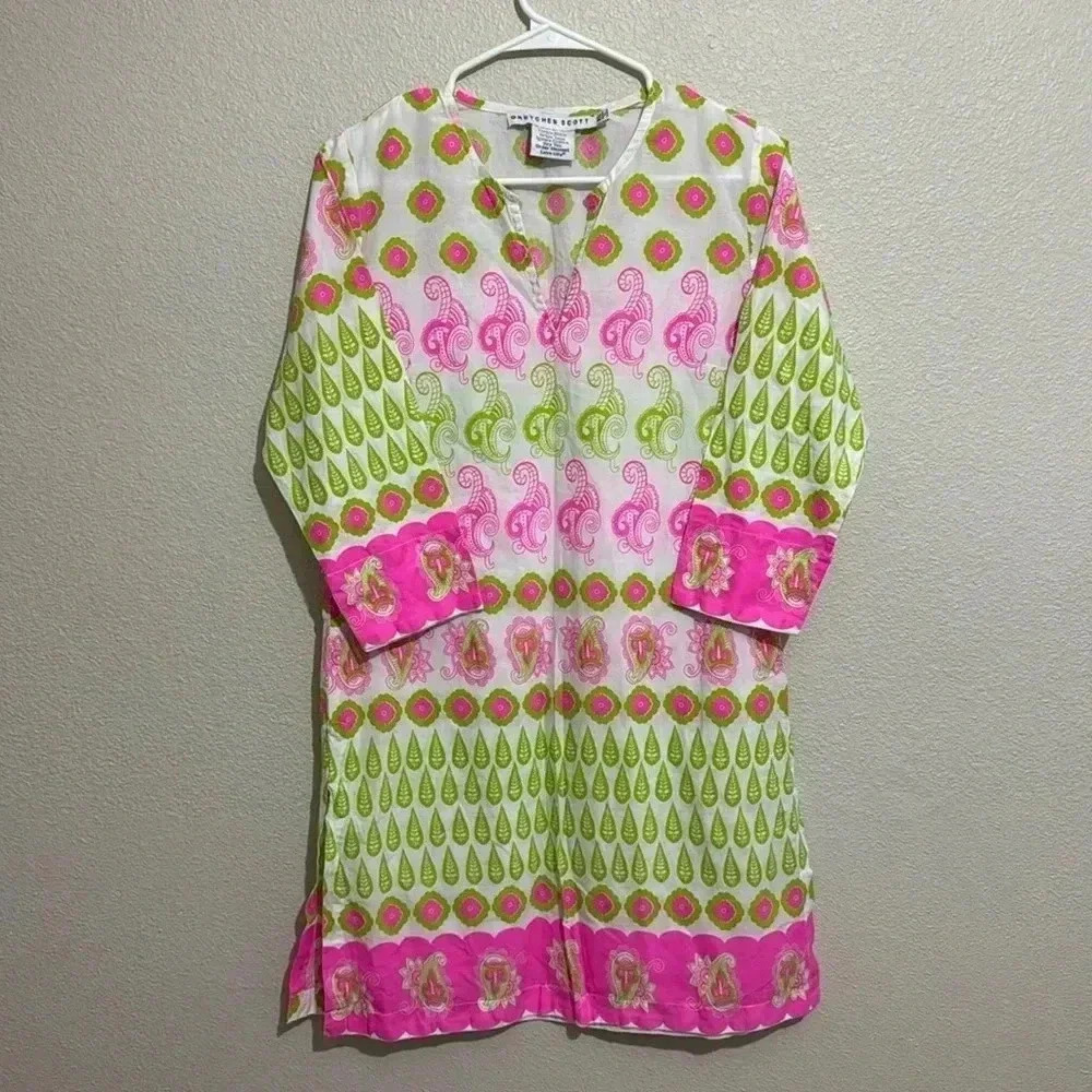 Gretchen Scott Designs 100% Cotton Paisley 1/2 Sleeve Tunic Top